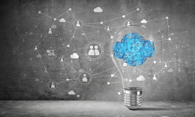 Wall Mural - cloud from gears inside lightbulb.