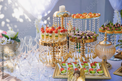 Registration Of A Buffet Table For A Banquet Reception A Dinner Party Beautiful Snacks Before A Banquet Stock Photo Adobe Stock