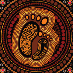 Wall Mural - Aboriginal art vector painting, Mother and child concept 