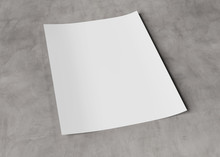 A4 Blank Paper Sheet Mockup On Concrete 3D Rendering