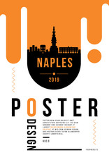 Naples Modern Poster Design With Vector Linear Skyline