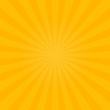 Bright Yellow Rays Background. Comics, Pop Art Style. Vector Illustration