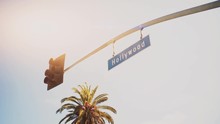 Hollywood Boulevard Street Sign Whit Sun