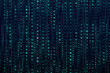 Binary computer code on black background, abstract illustration