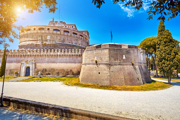 Wall Mural - Castel Sant Angelo or Mausoleum of Hadrian in Rome Italy, built in ancient Rome, it is now the famous tourist attraction of Italy