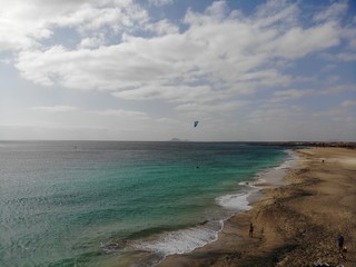 Cape Verde aerial view of the beautiful beaches at Santa Maria beach in Sal Island Cape Verde - Cabo Verde