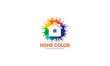 Colorful home logo - house color paint splash vector