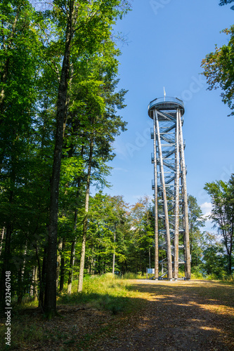 Fotografia, Obraz Germany, Tall tower building Urenkopfturm of Haslach in Kinzig valley in black f