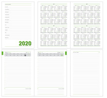 Datebook 2020 Year. Diary 2020. Daily Planner With Calendar For 2018, 2019, 2020, 2021 Years. Template For Layout Of Diary For Any Year. Design Office Book To Every Day With Templates, Calendar