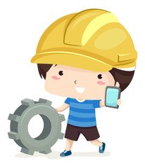 Poster - Kid Boy Tablet Developer Gear Illustration