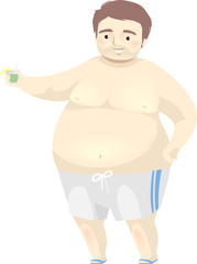 Poster - Man Fat Positivity Drinks Illustration