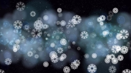 Wall Mural - falling snowflakes and particles for celebration or greetings video. magic happy new year snow anima