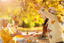 Senior Couple In Autumn Park