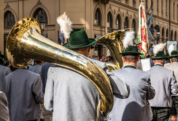 Wall Mural - part of a typical bavarian brass instrument