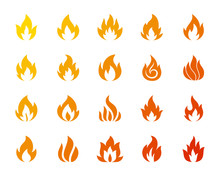 Fire Bonfire Flame Silhouette Icon Vector Set