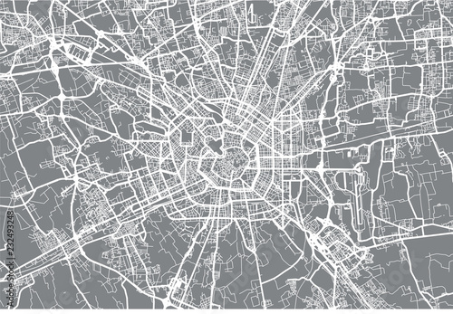 Fotografía Urban vector city map of Milan, Italy