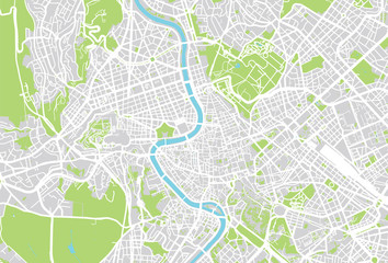 Urban vector city map of Rome, Italy