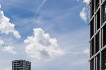 view of two modern office buildings downtown