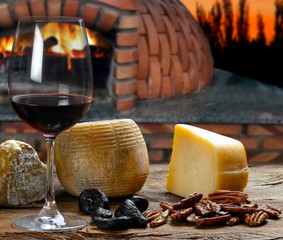 Wall Mural - Red wine with cheese