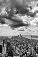 Sticker - New York cityscape. New York City Manhattan panorama with dramatic sky.