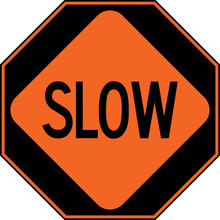 United States of America road construction sign: go / slow / stop
three panels to use by hand