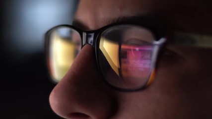 Man With Glasses Working at Night 