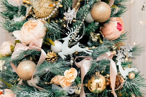 Luxury New Year Decor Beige Light Pink Golden Silver Christmas