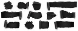 Fototapeta Pokój dzieciecy - Collection of Torn Black Paper Isolated on White. Vector Illustration