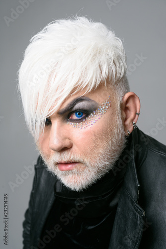 Have A Gay Day Male Makeup Look Bearded Man With Male Makeup
