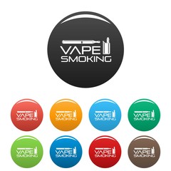 Poster - Vape man smoking icons set 9 color vector isolated on white for any design