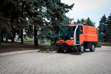 Municipal Cleaning Mashine on the street