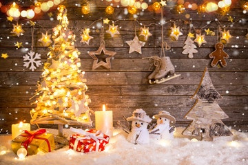 Christmas decoration on wooden background