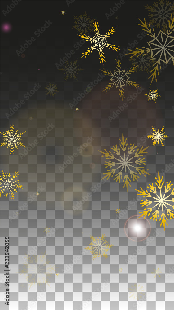 Christmas Vector Background with Gold Falling Snowflakes Isolated on ...
