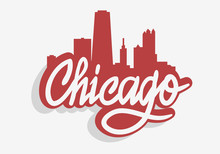 Chicago Illinois Usa Cityscape City Skyline Urban Label Sign  Logo  For T Shirt Or Sticker Vector Image