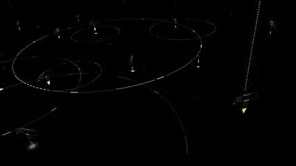 Fototapete - Futuristic digital broadcasting, gps location signals and data connectivity in the cityscape at night time