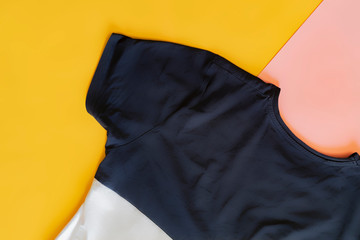 top view of minimalist casual t-shirt flat lay with copy space f