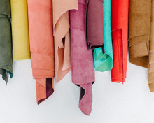 Pile Of Colorful Fabric Leather