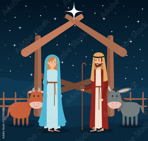 Fotografía holy family manger characters