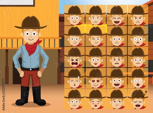 Western Costume Boy Cartoon Character Emotions