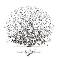 Aufkleber - Spring tree floral elements design background.