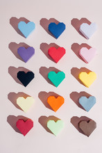 Various Color Hand Crafted Paper Hearts From Overhead