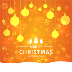 Wall Mural - merry christmas and happy new year with bokeh and lens flare pattern on summer orange color backgrou