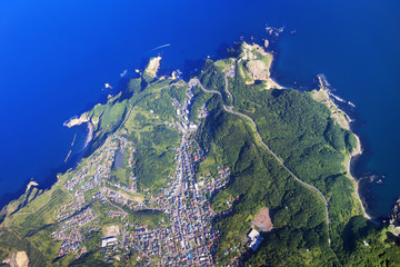 北海道室蘭市の地球岬付近を空撮