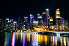 Singapore Night View From Esplanade Bridge 