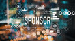 Sponsor with blurred city abstract lights background
