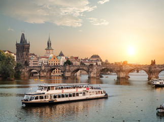 Wall Mural - Touristic boat in Prague