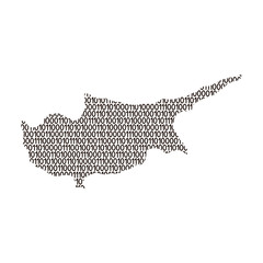 Wall Mural - Cyprus map abstract schematic from black ones and zeros binary digital code. Vector illustration.