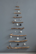 Minimal Handmade Christmas Tree By The Wall Indoor