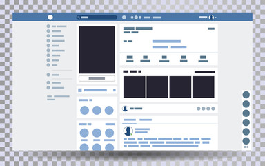 mock up web page browser, concept of social page interface on the laptop, social media vector illust