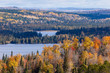 Fall foliage vista of the Superior National Forest. View on Caribou Lake and Bigsby Lake near North Shore of Lake Superior, Minnesota.